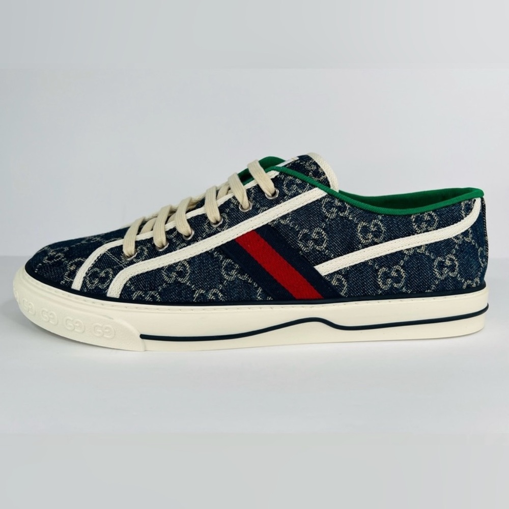 Gucci Tennis 1977 GG Supreme Denim Jacquard Logo Sneaker G 13 - US 13.5 - EU 47 - Picture 10 of 11